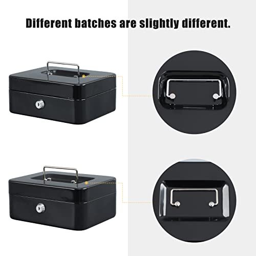 xydled Locking Steel Medium Cash Box with Removable Coin Tray and Key