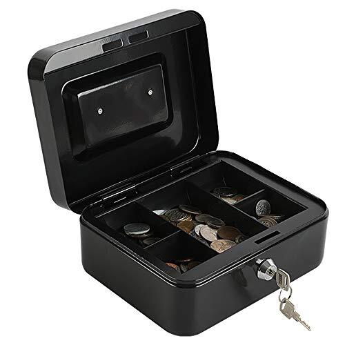 xydled Locking Steel Medium Cash Box with Removable Coin Tray and Key