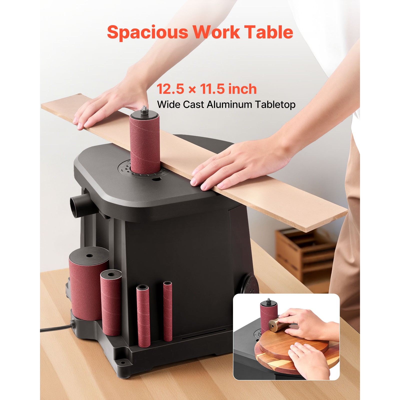 Uimoso Oscillating Spindle Sander 2000RPM Tabletop Sander with 6 Sanding Sleeves