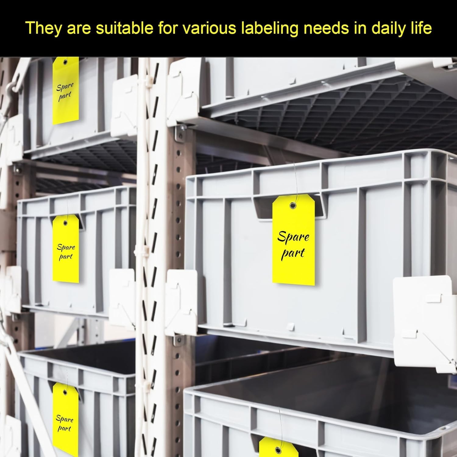 100Pcs Yellow Plastic Shipping Tags with Wire Waterproof ID Inventory Labels