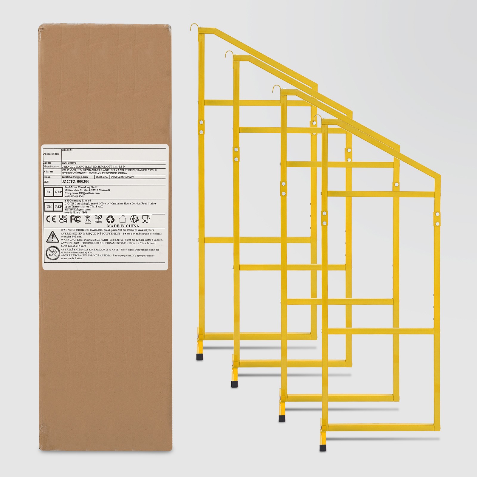 4 Pack Cargo Shipping Container Shelving Shelf Bracket 19″x52″ Universal Yellow