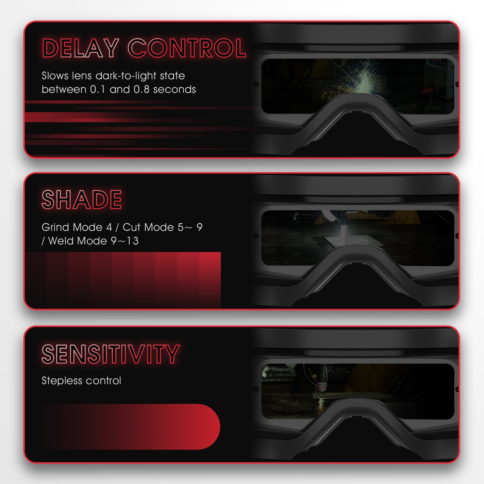 Auto Darkening Welding Goggles 4/5-9/13 TIG MIG ARC +Welding Gloves