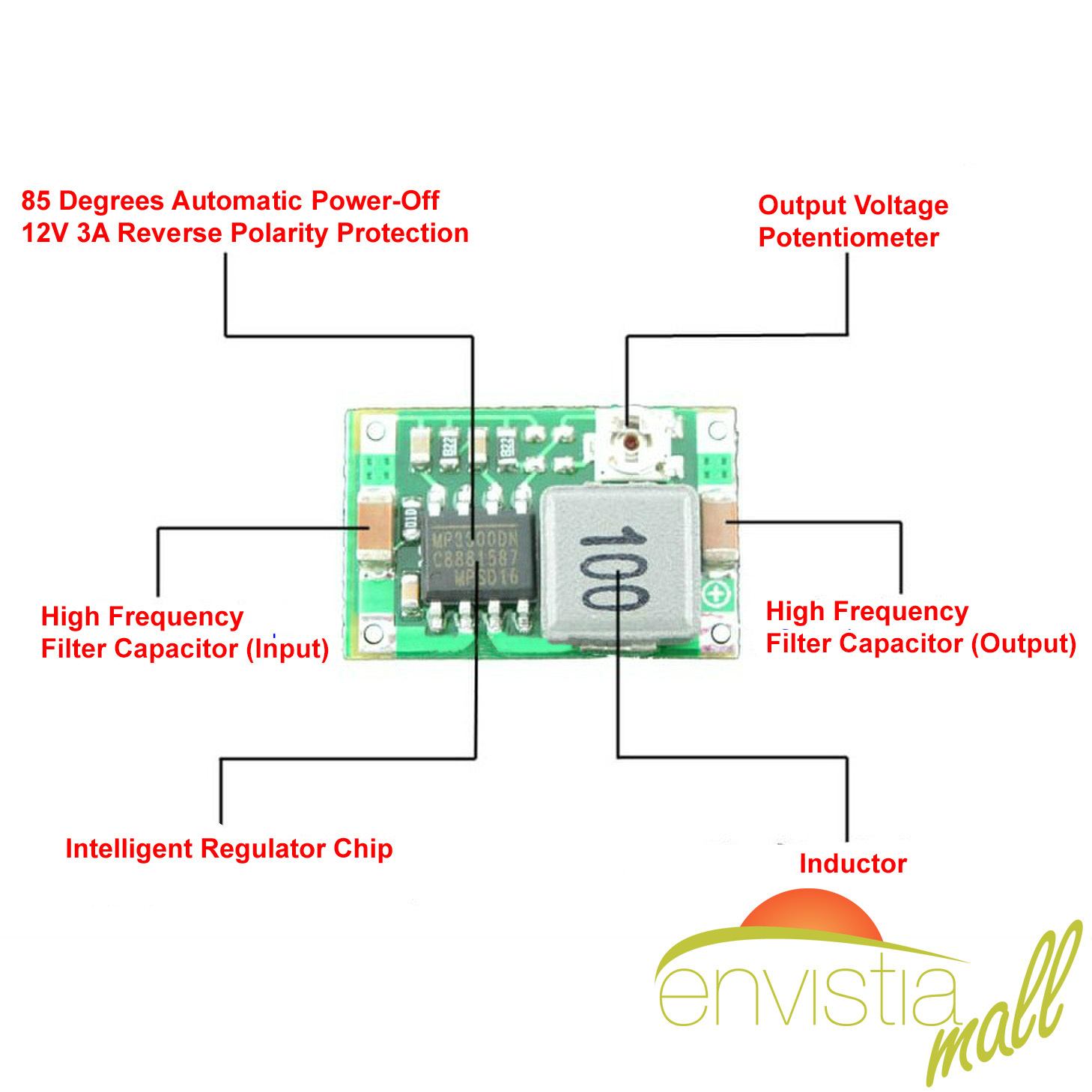 Mini360 Ultra-Small 1-17V DC Step-Down Module for RC Airplanes, Quadcopters, DIY