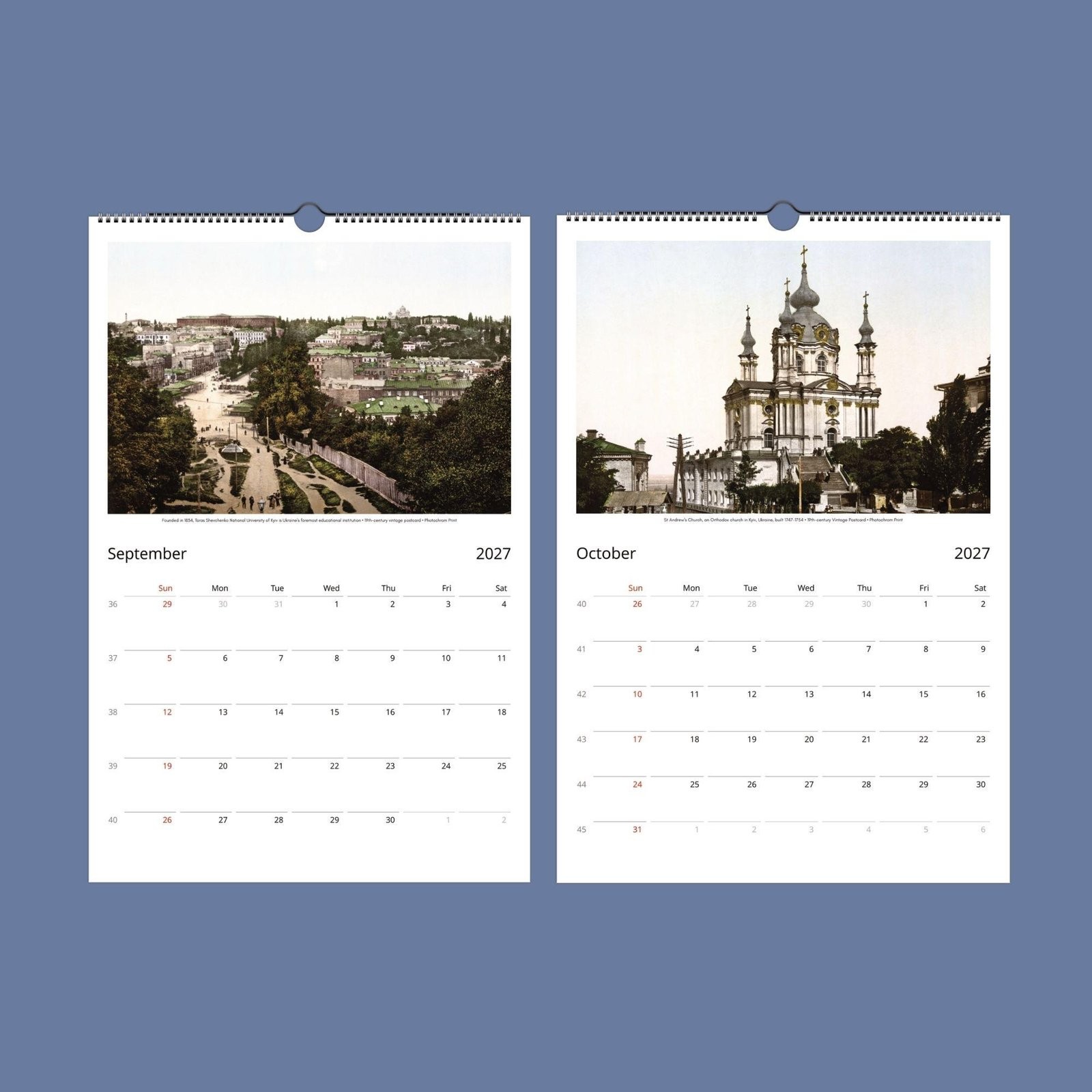 2027 Ukraine Wall Calendar – Vintage Photochrom History Photography, 11×16.5″