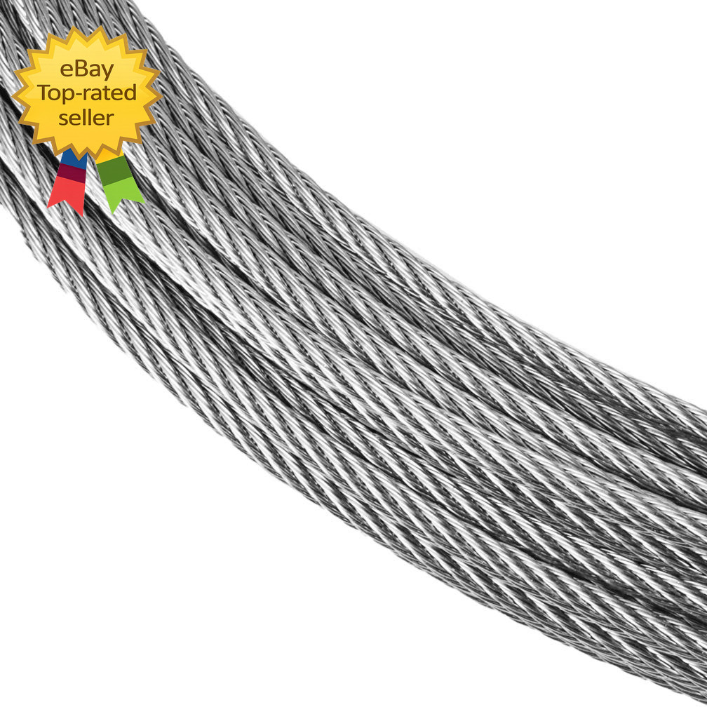 116 Inch Stainless Steel 304 Cable Wire Rope 33FT With Sleeves Thimbles Kit