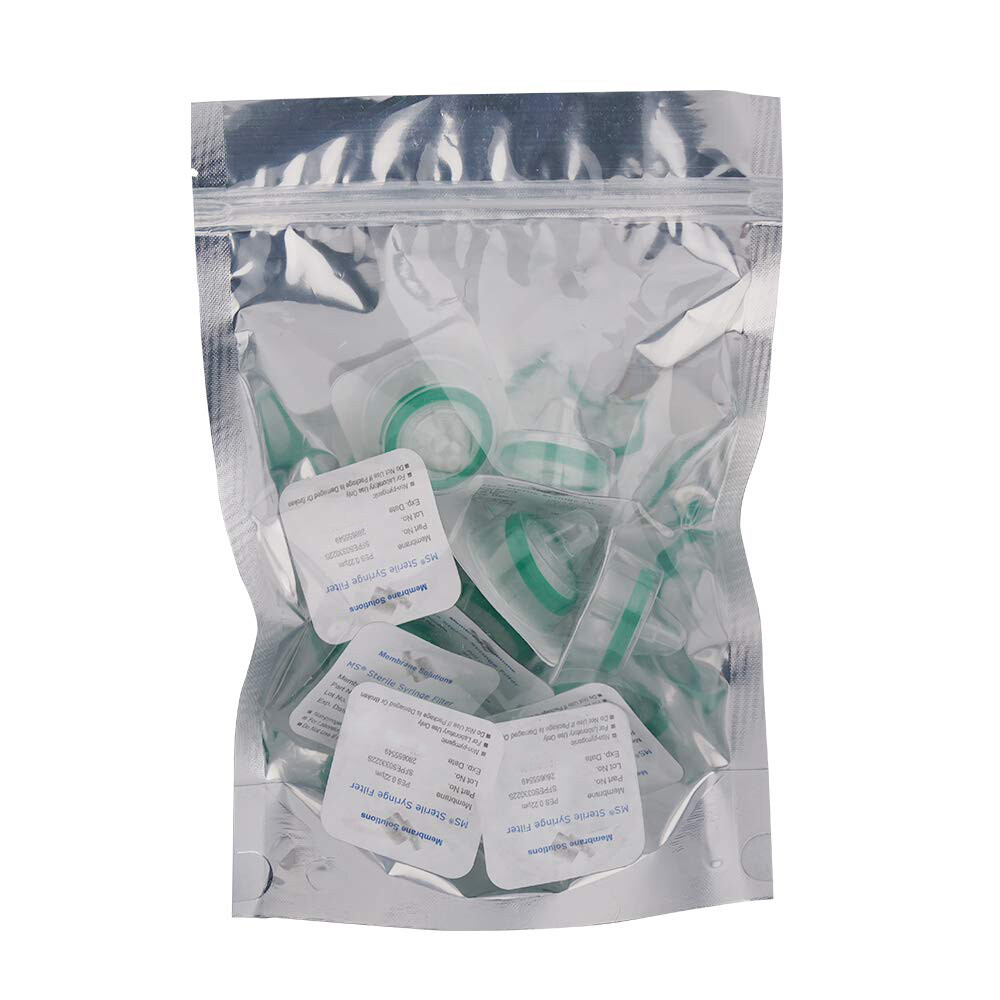 50Pcs PES Membrane Syringe Filter Sterile Lab Hydrophilic 33mm 0.22µm Individual