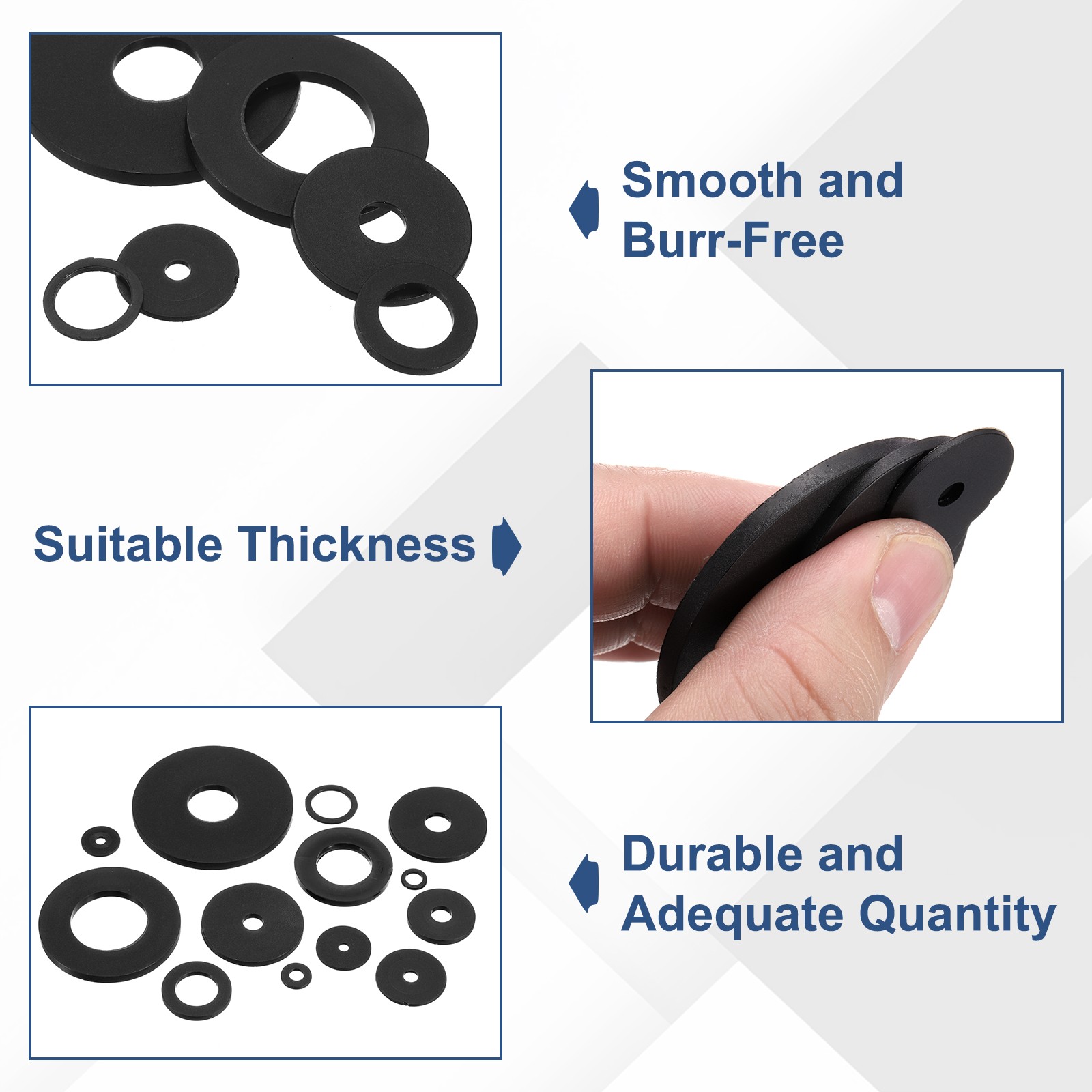 120Pcs M6 Nylon Flat Washers Plastic Washer 6mm ID 12mm OD 0.3mm Thick Black