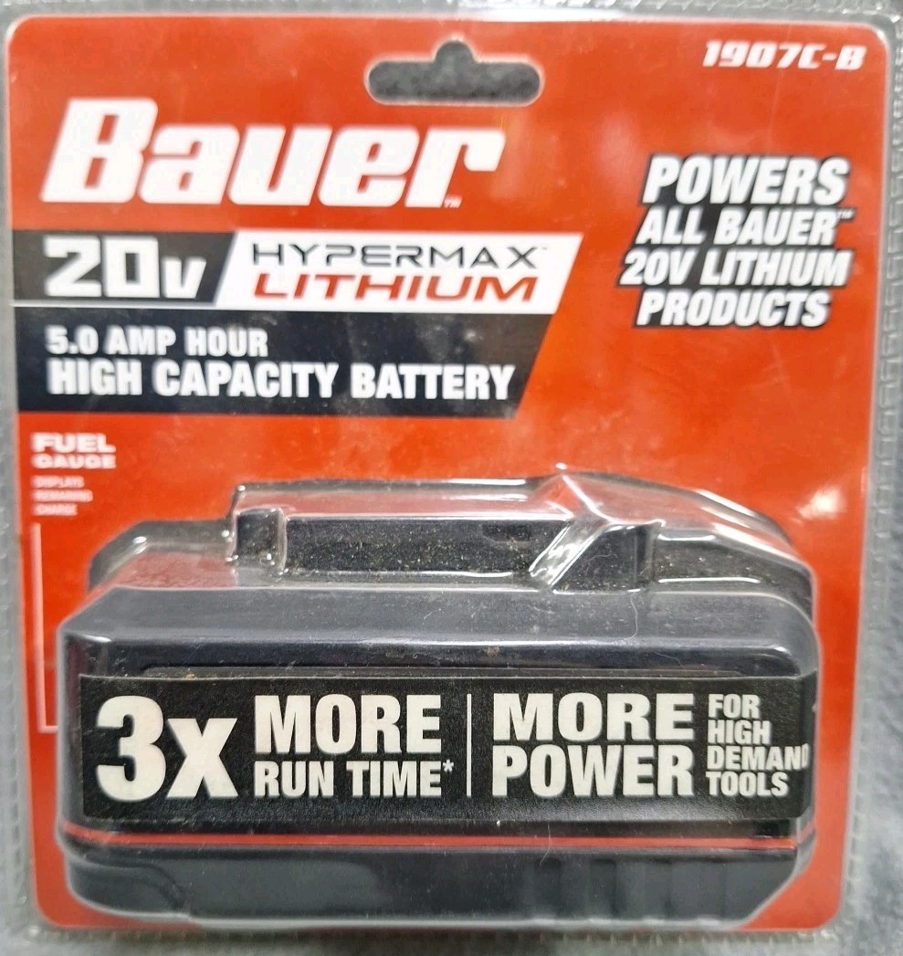 NEW – Bauer Cordless 23 Ft Drain Auger/Snake 20v 5A Battery & 3A Rapid Charger