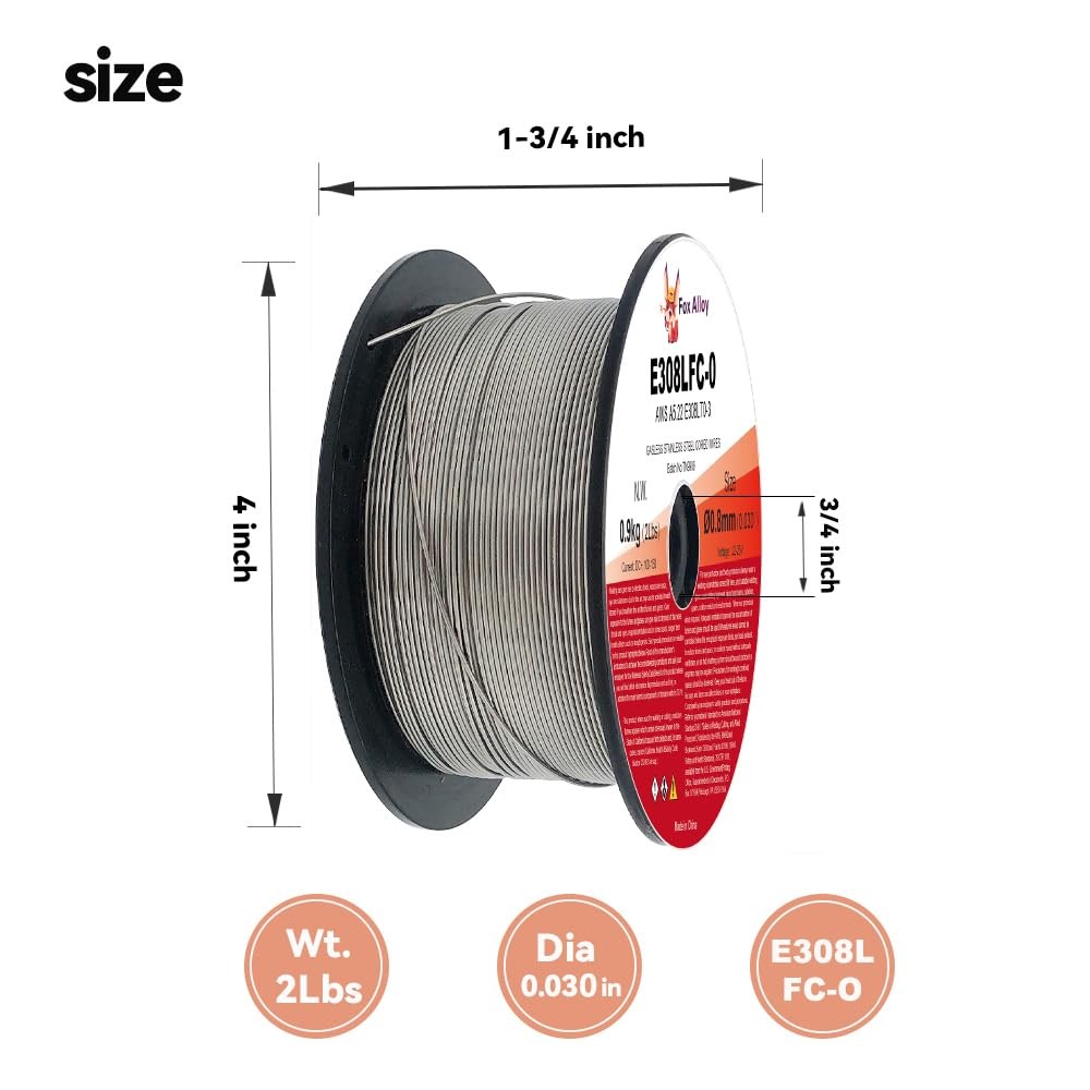 Stainless Steel Flux Cored Wire E308LFC-O .030-Diameter 2Lb Gasless Flux Core…