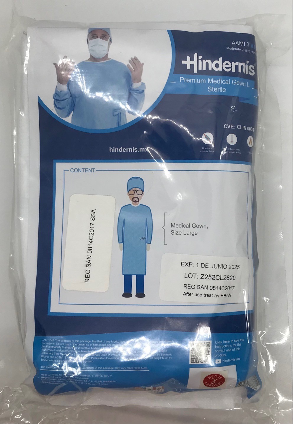 9 Count Sterile Medical Gowns Size L XL XXL Hindernis Isolation AAMI Level 3