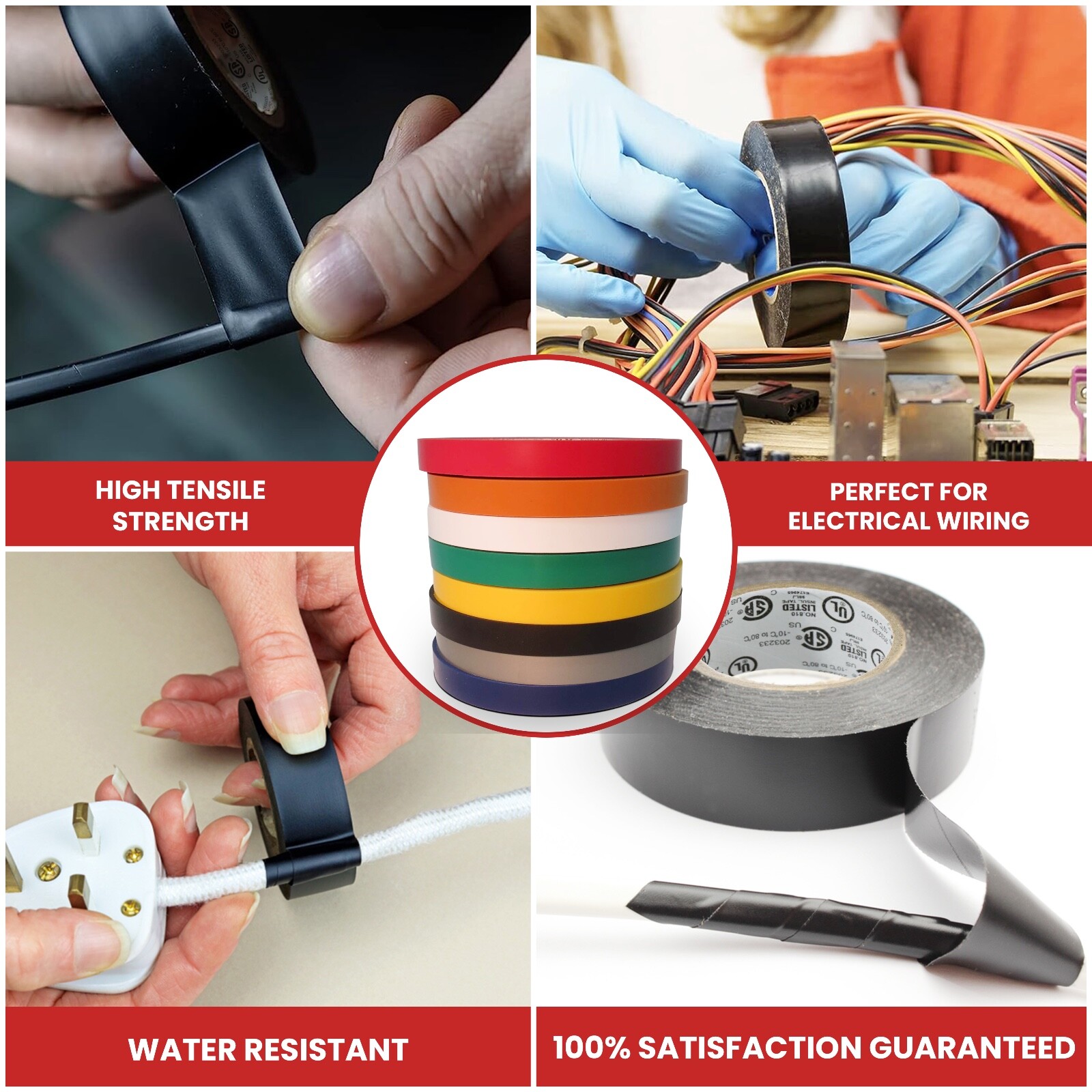 TapesSupply PVC Black Insulated Premium Grade Electrical Tape: 4 in x 66 ft.L