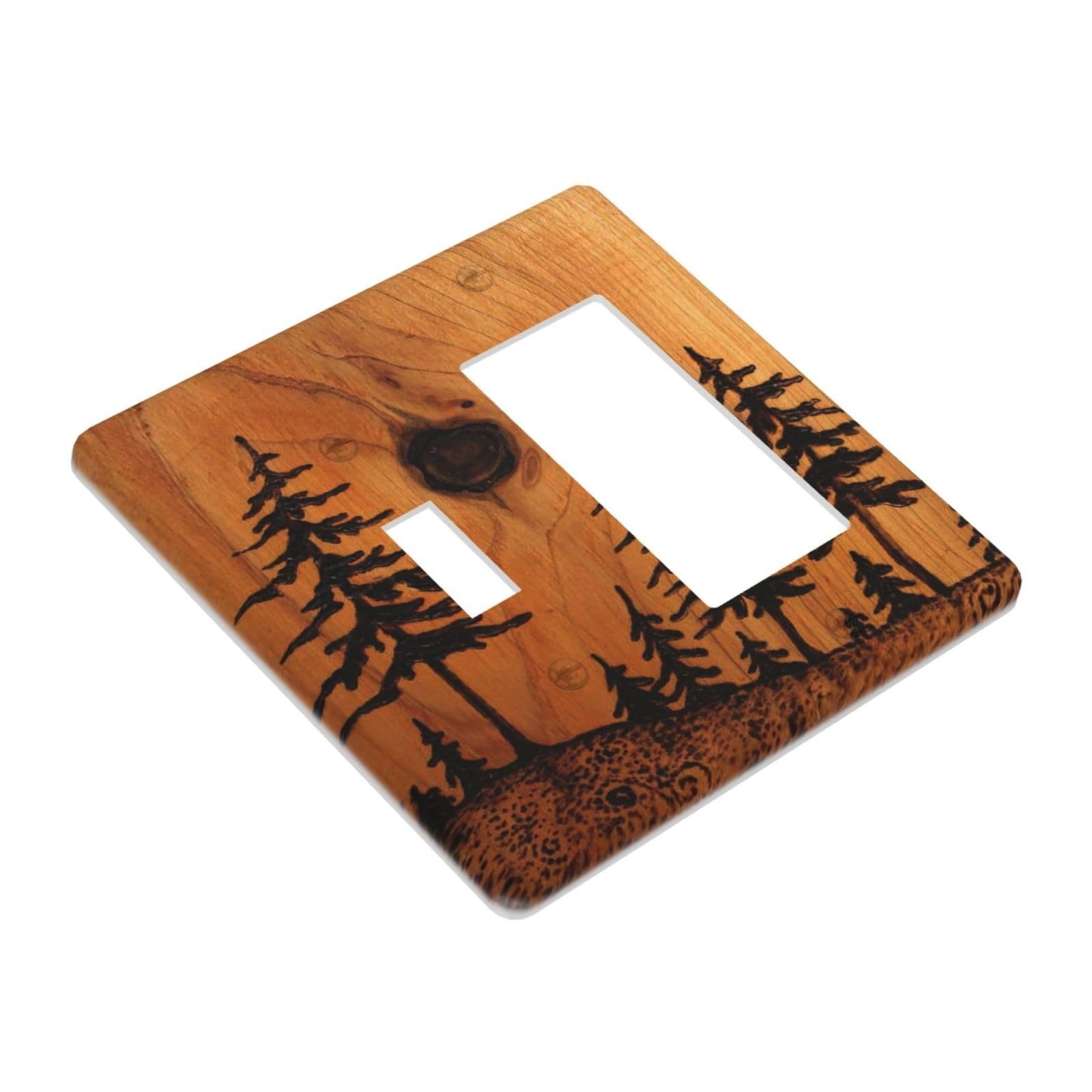 2-Gang 1-Toggle 1-Decorator/GFCI Combination Wall Plate Rustic Vintage Mounta…