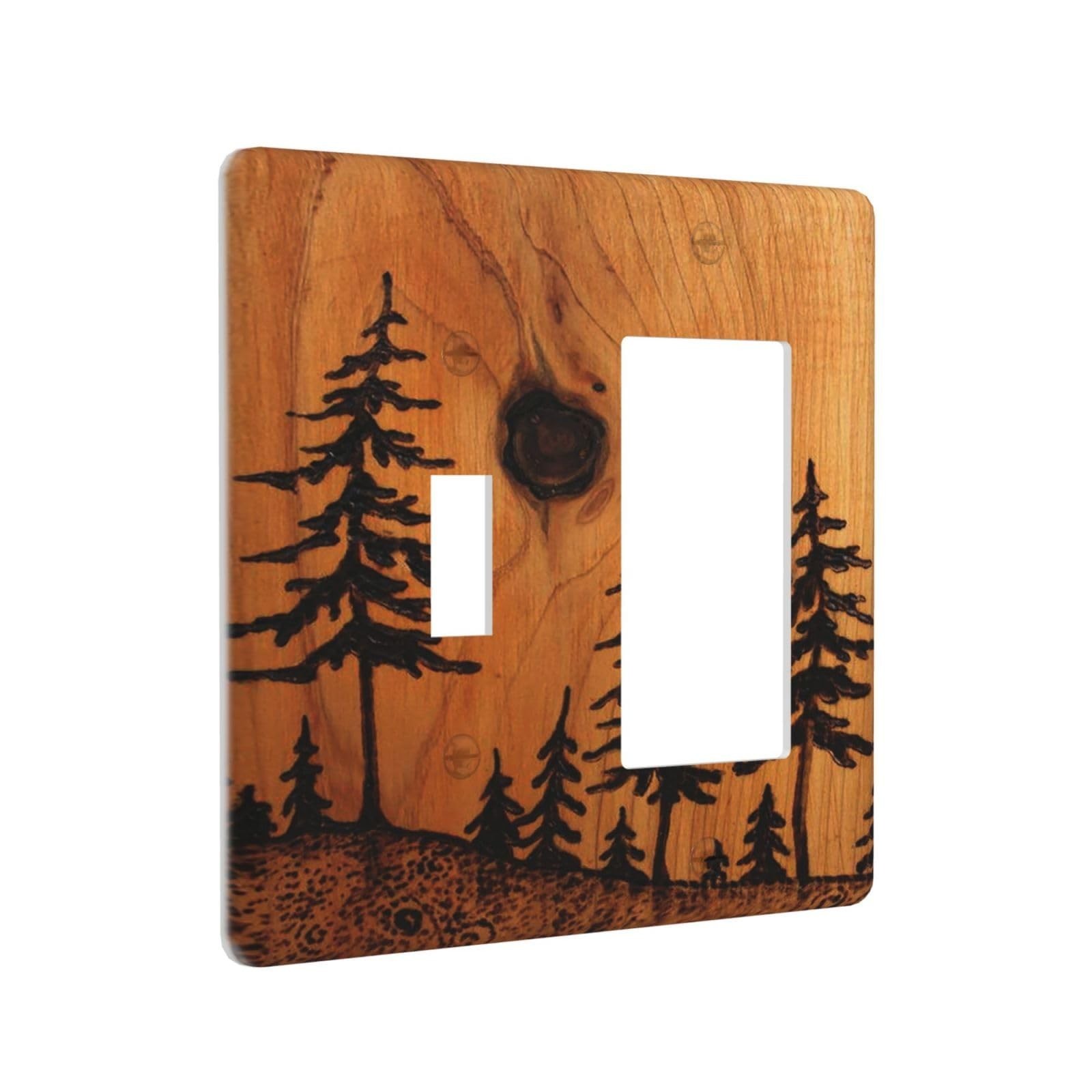2-Gang 1-Toggle 1-Decorator/GFCI Combination Wall Plate Rustic Vintage Mounta…