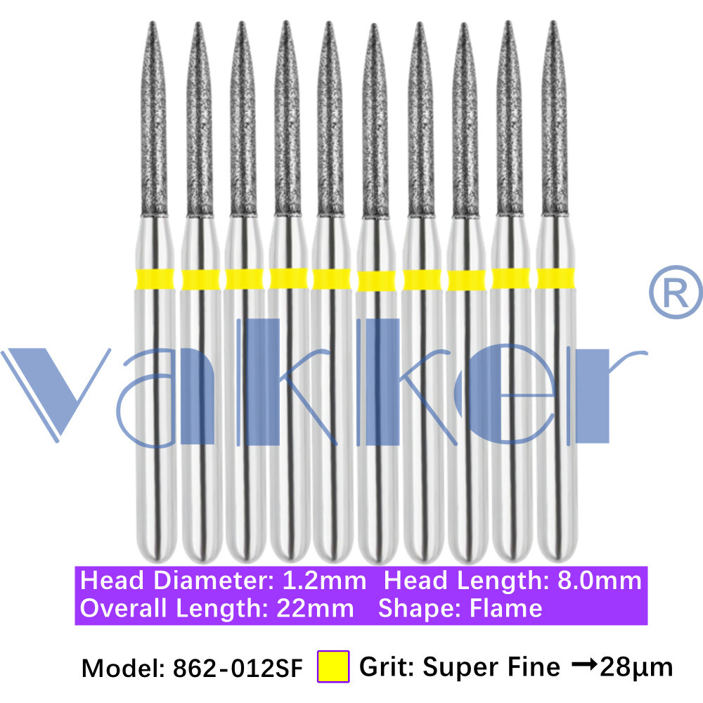 10pc/pk Diamond Burs Shape Flame Diamond Bur Super Fine Medium Coarse