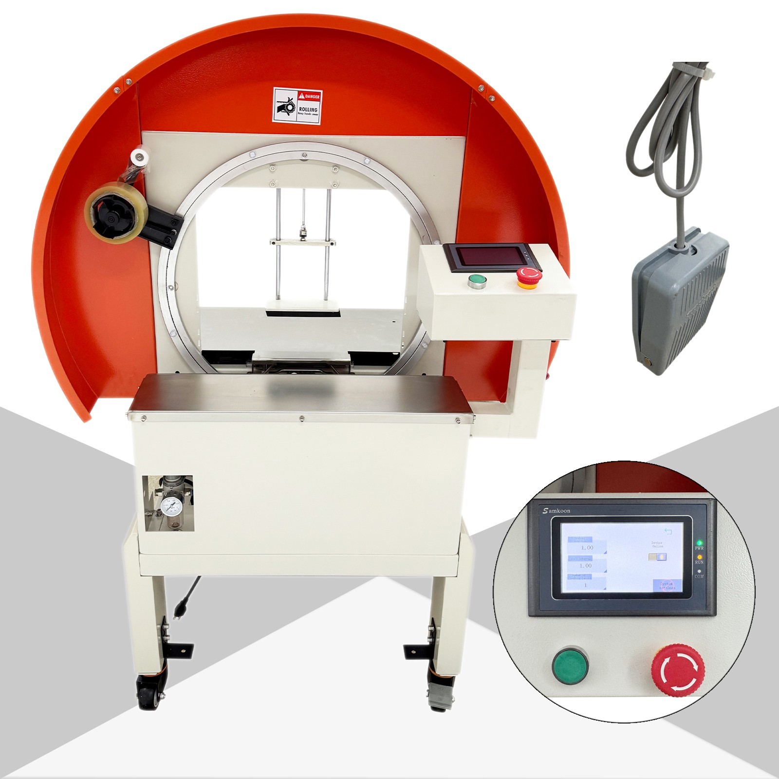 110V 120W Semi-automatic Carton Cross Sealing Machine 0.4 – 0.6 MPa 0-15pcs/min