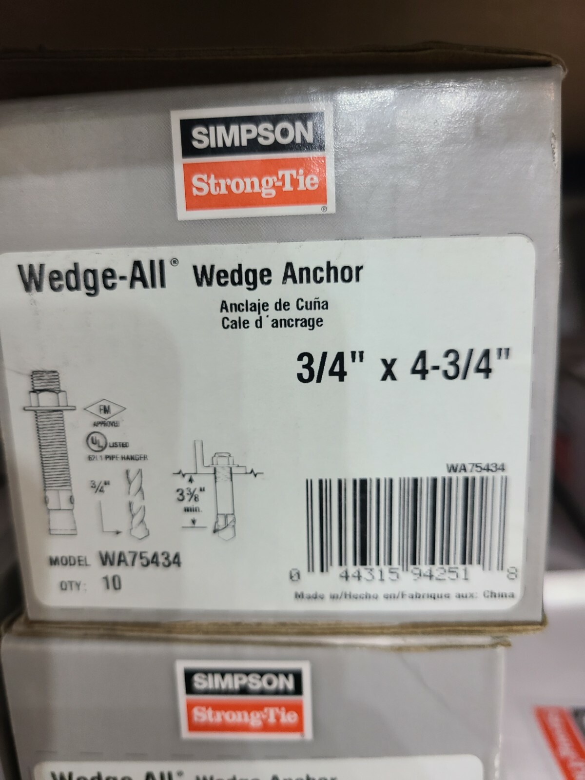 SIMPSON STRONG-TIE Wedge Anchors RedHead ~ BRAND NEW ~ FREE SHIPPING