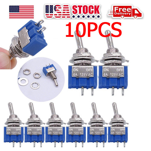 10PCS MTS-101 2 Position Mini Toggle Switch 2 Pin SPST ON-OFF 6A 125V AC