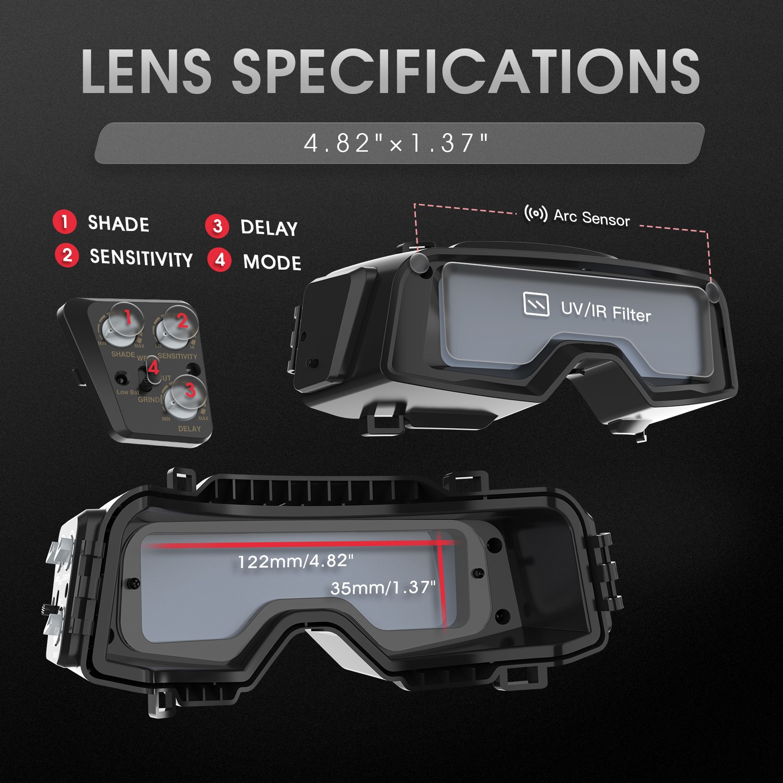 Auto Darkening Welding Goggles 4/5-9/13 TIG MIG ARC +Welding Gloves