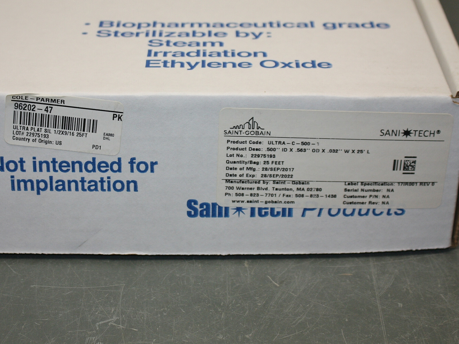 Sani-Tech Ultra Platinum Cured Silicone Tubing, 1/2″ x 9/16″ x 25ft, Bulk Hose