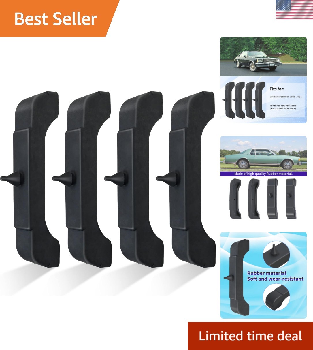 4 PCS Rubber Radiator Insulator Pads – Support Mounts for GM, Buick, Pontiac – R