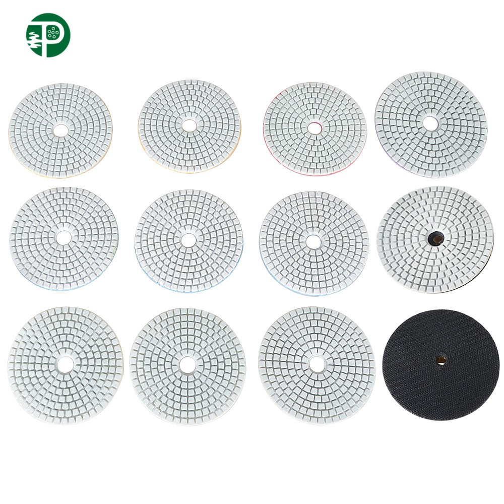 12PCS Diamond Polishing Pads Wet Dry 4″ Set Kit For Concrete Marble Granite US
