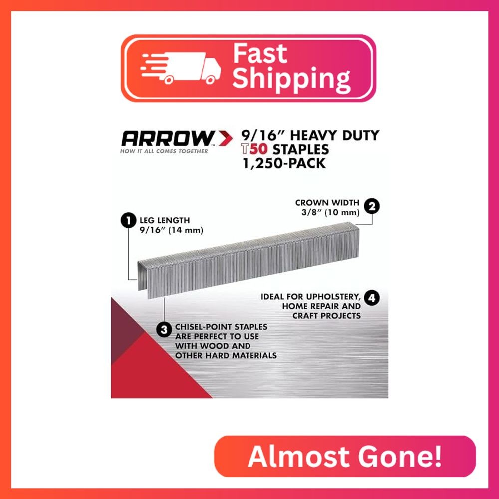 Arrow T50 9/16″ Staples, 1250 Count