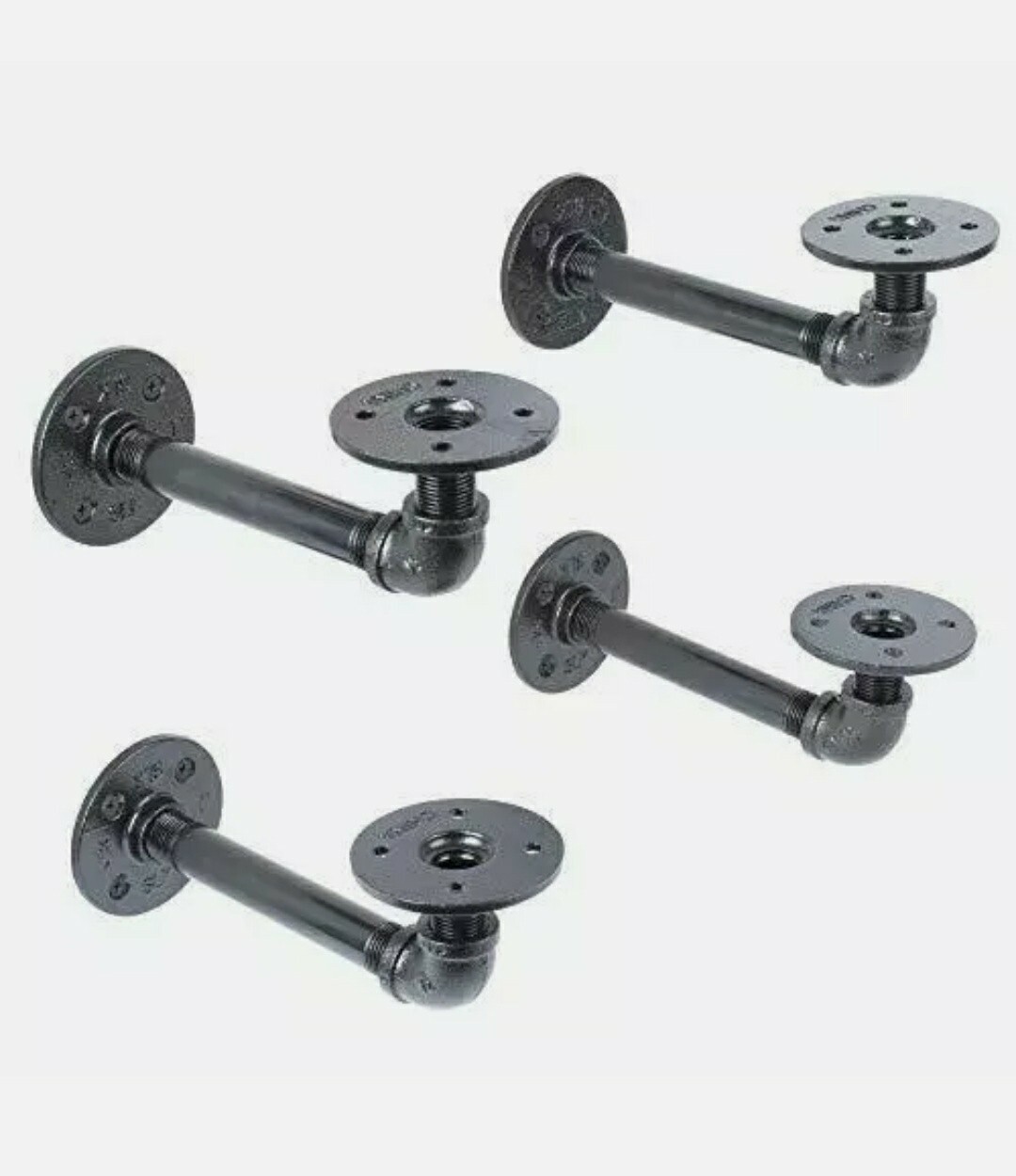 Pipe DÉCOR Electroplated Industrial Pipe Double Flange Brackets Set of 4 Indu…