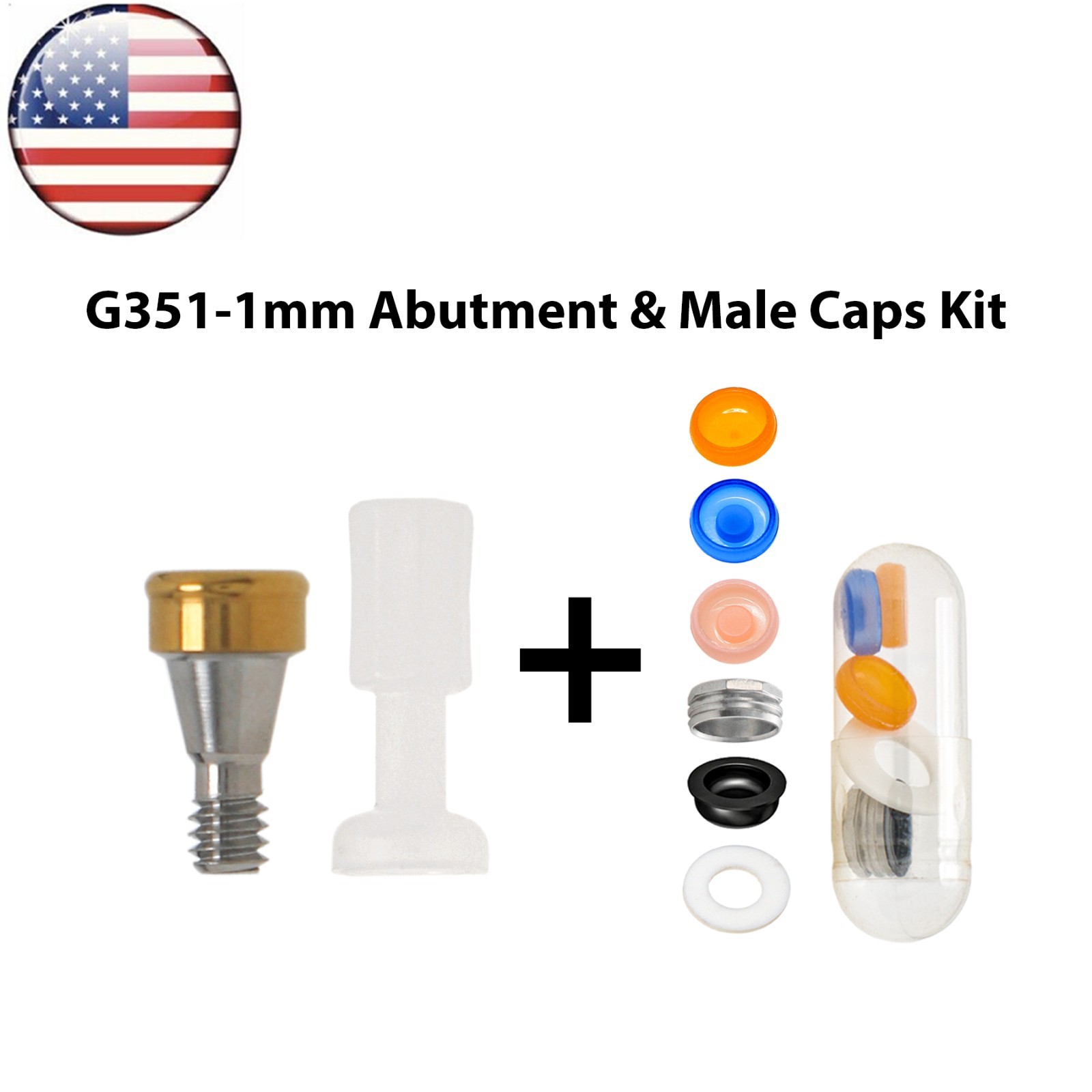 US Dental Mini Overdenture Locator Abutment & Male Caps Fits Hiossen Osstem ET