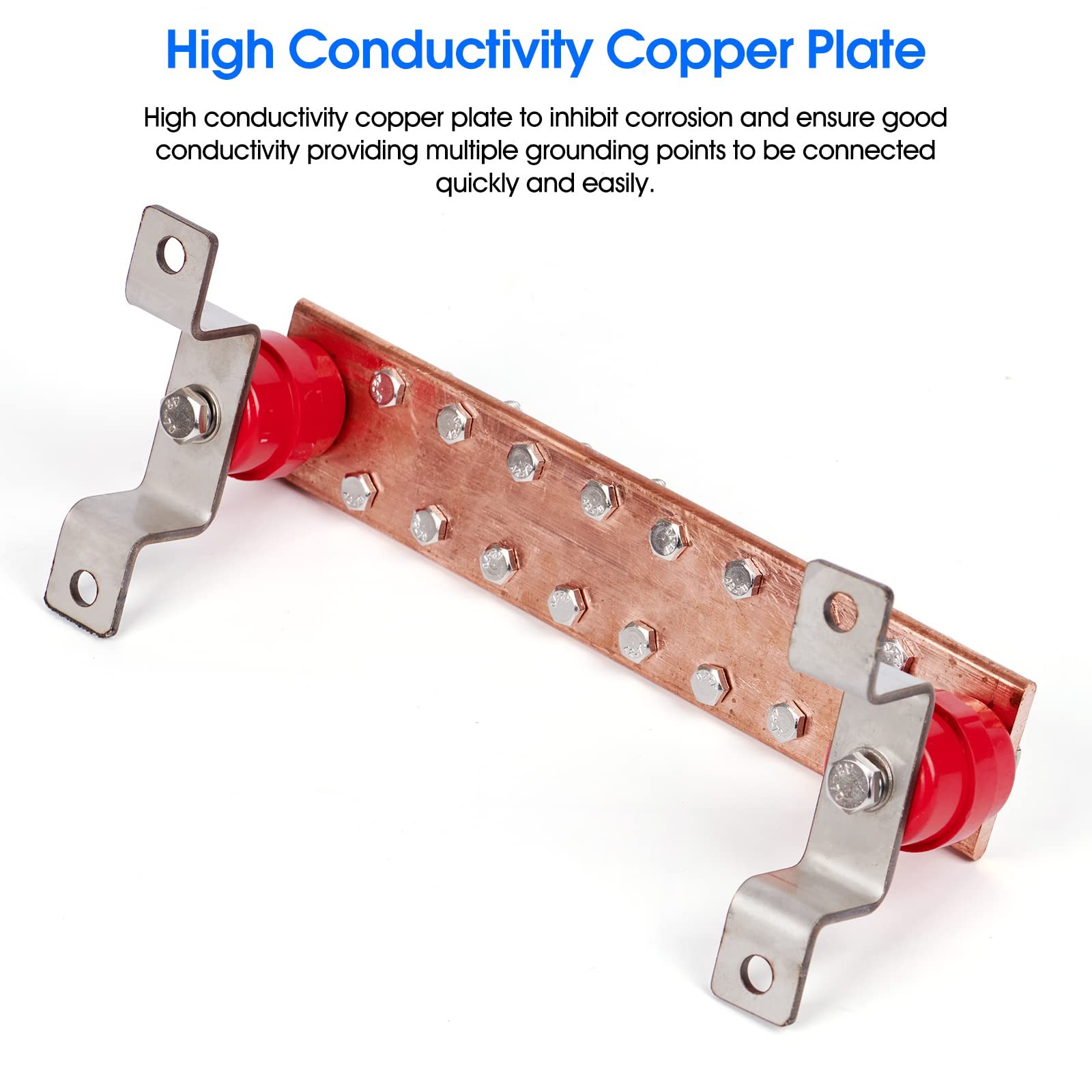 – 10″ Copper Ground Bar Kit,900A Grounding Busbar Bar with UL Recognized SM40…