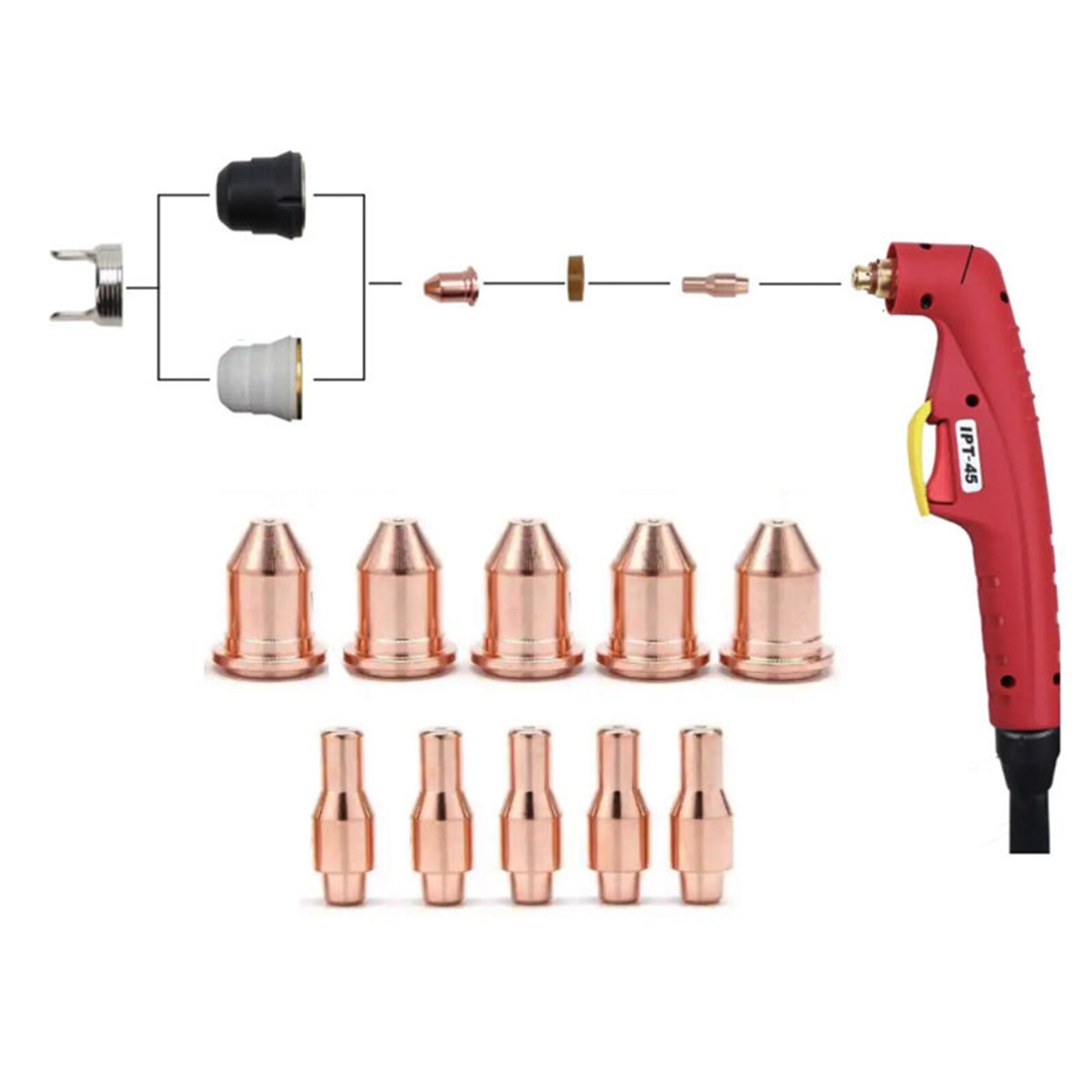 13Pack Titanium 45A Plasma Cutter Nozzle And Electrode Replacement Kit
