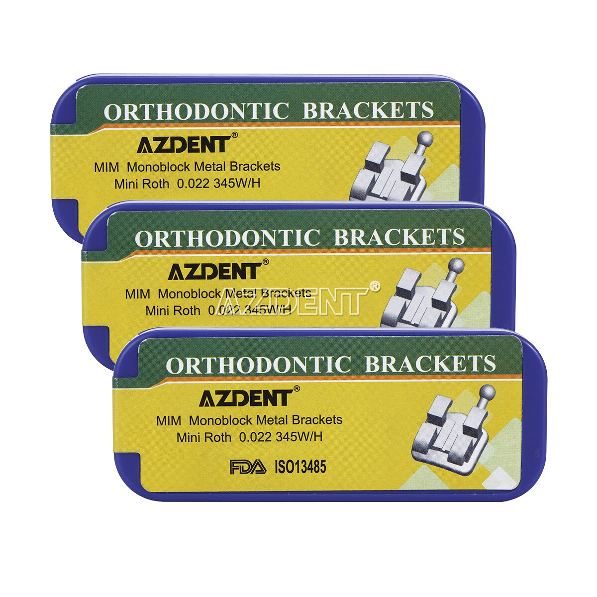 AZDENT Dental MIM Monoblock Metal Bracket Braces Mini Roth.022 345 Hooks