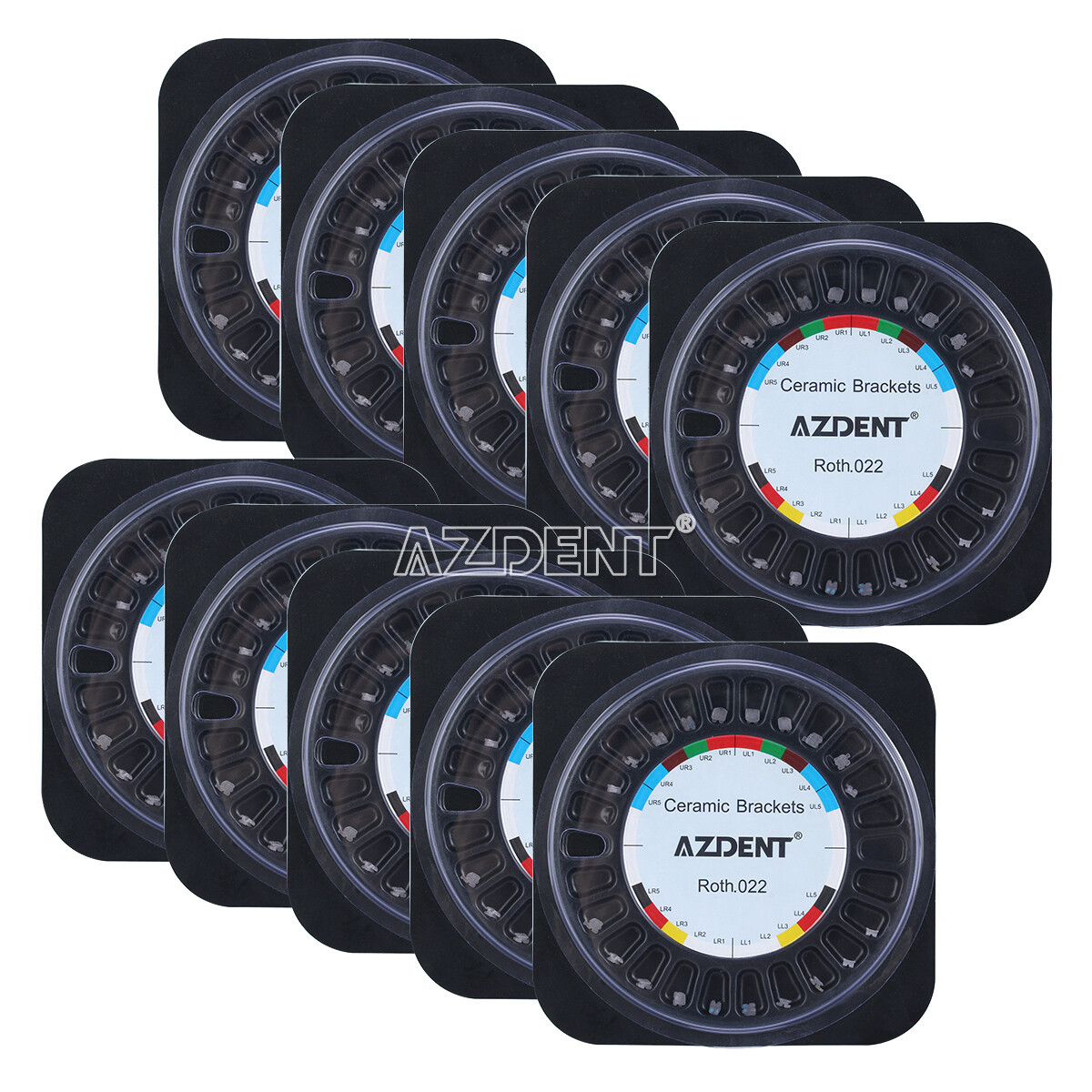 AZDENT Dental Orthodontic Brackets Braces Roth 0.022 Hooks 345 Ceramic /Metal