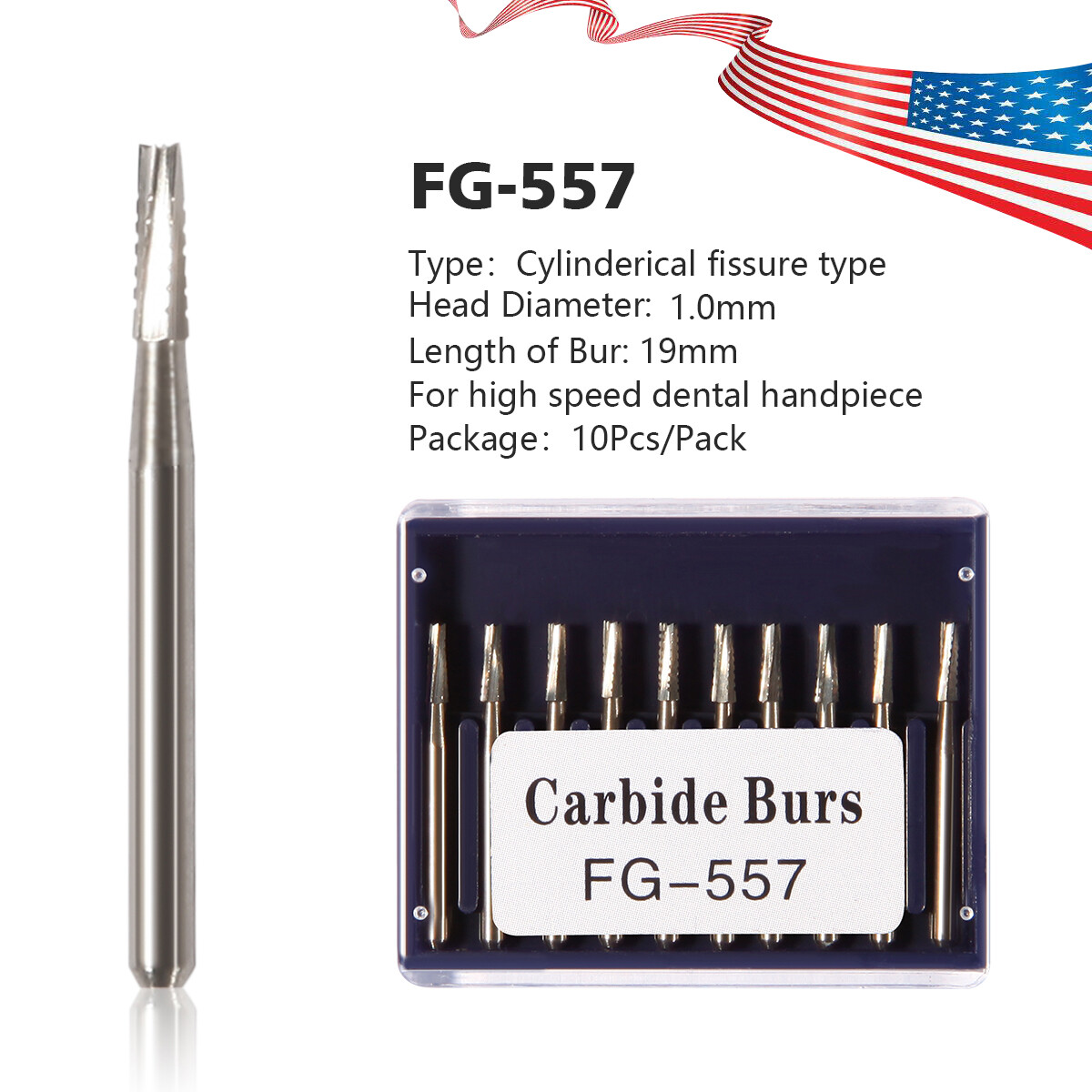 FG 557 Carbide Burs – Friction Grip for High-Speed Handpieces, Type