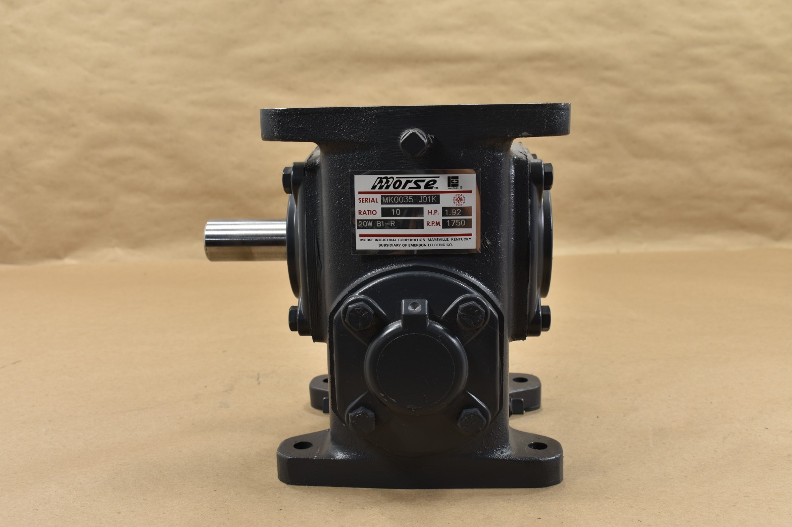 Morse 20W B1-R, Right-Angle Gear Reducer, Ratio 10:1, 1.92 HP, 1750 RPM