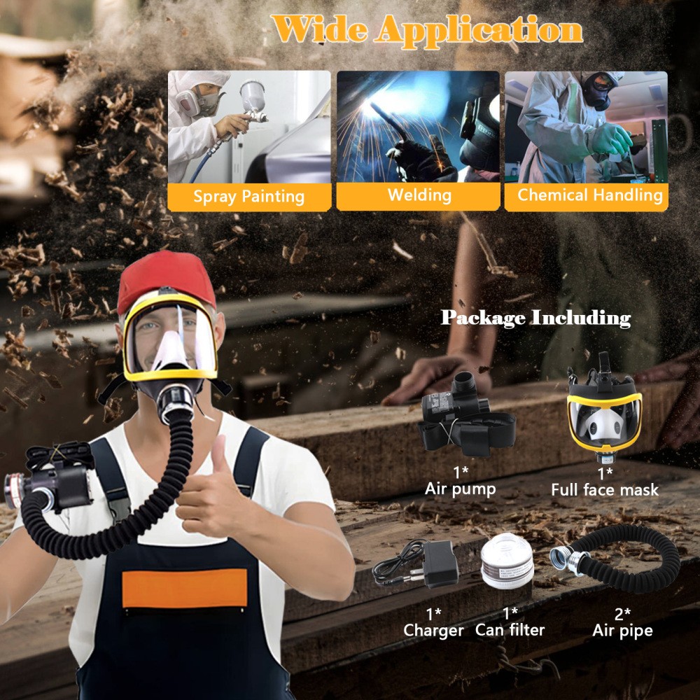 Reusable PPAR Respirator Full Face Respirator Protective Gas Mask Air Supply