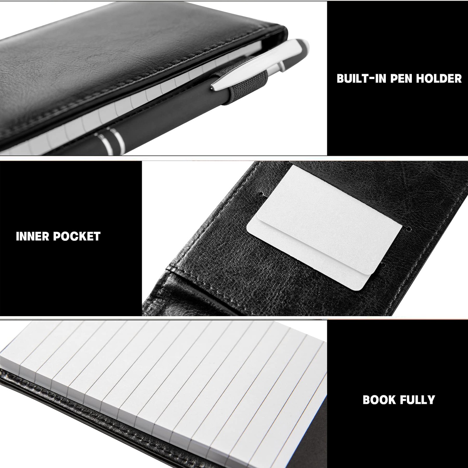 10 Pack Pocket Notepad Holder Set 3×5 Inch Mini Notebook with Pen