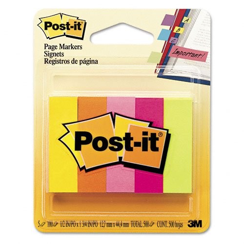 3M 6705AN Post-it Page Marker Flags Assorted 0.5″ x 2″ 5 Pack