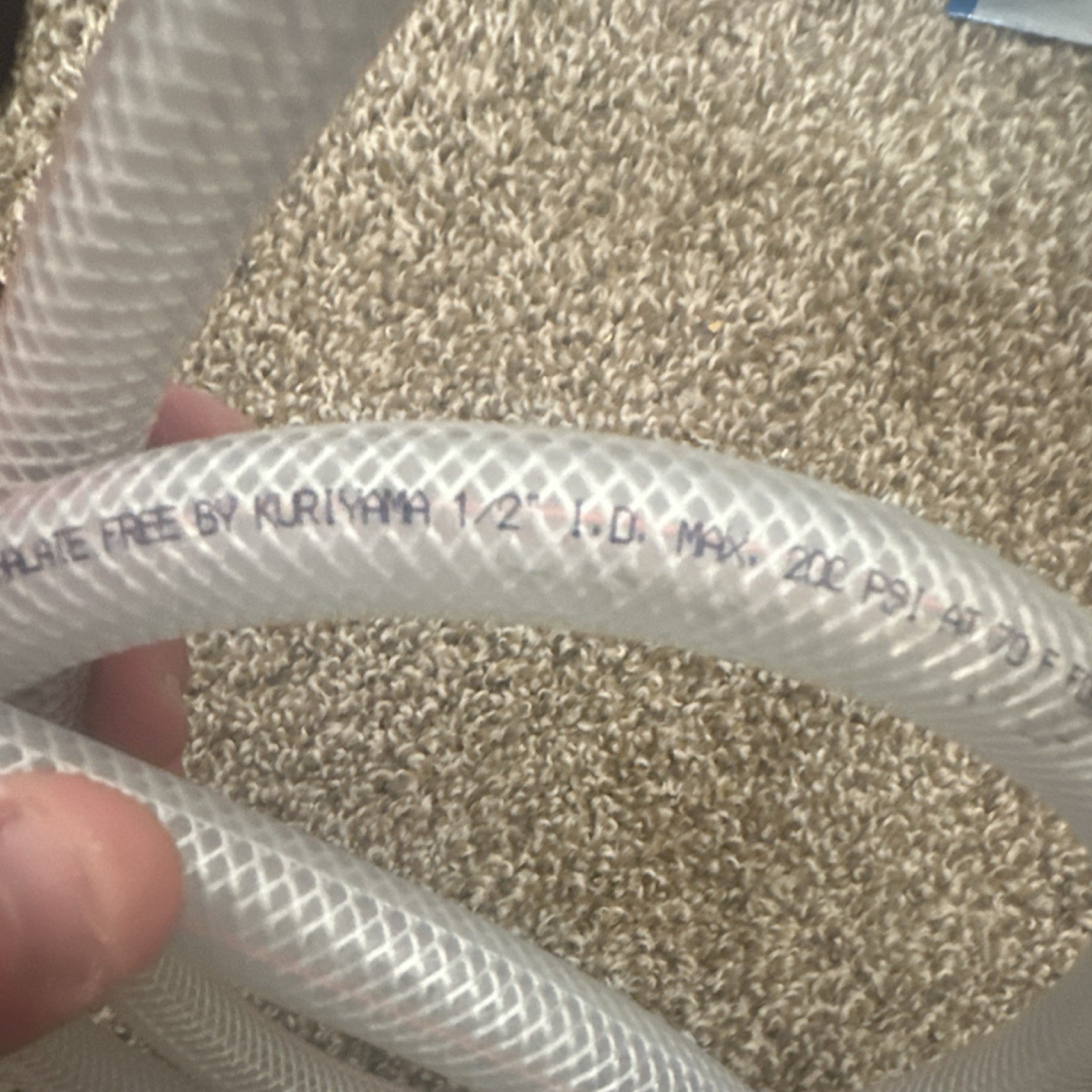 Kuriyama Food Grade PVC Bulk Hose Tubing 1/2 in ID 200 psi Maximum Pressure