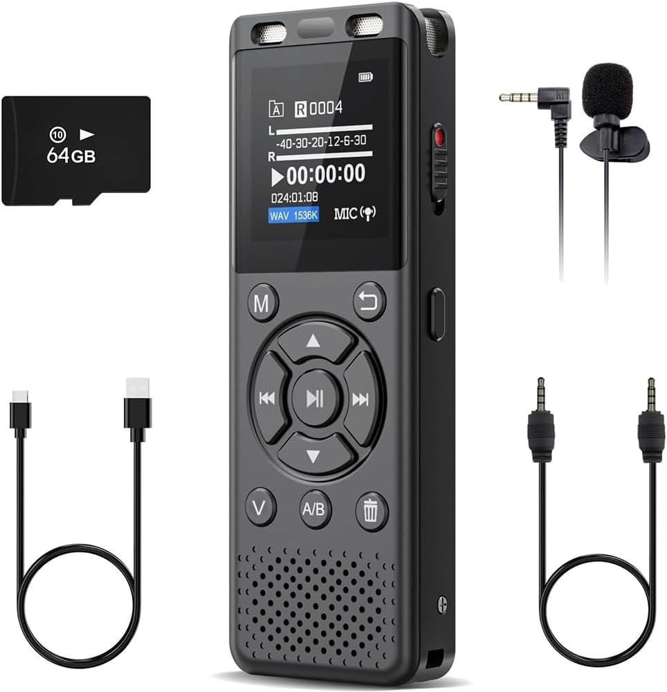 64GB Grabadora Espia De Voz Audio Digital Microfono Grabacion Grabador De Audio