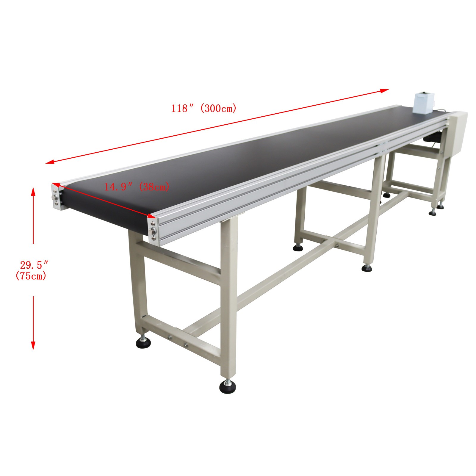 OPEN BOX! 110V Industrial PVC Conveyor Belt 118in*11.8in L*W Packing Shipping