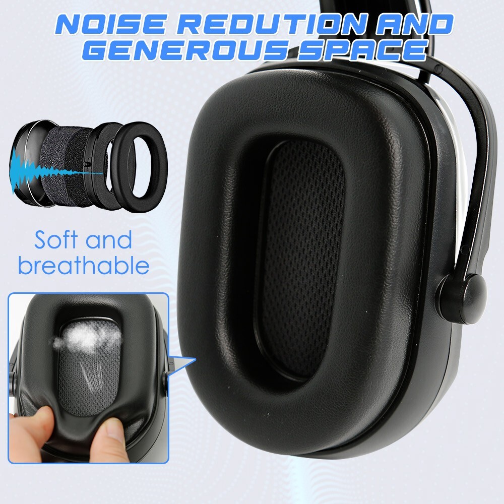 Bluetooth Hard Hat Ear Muffs, NRR 29dB Adjustable Cap-mounted Ear muff, Black