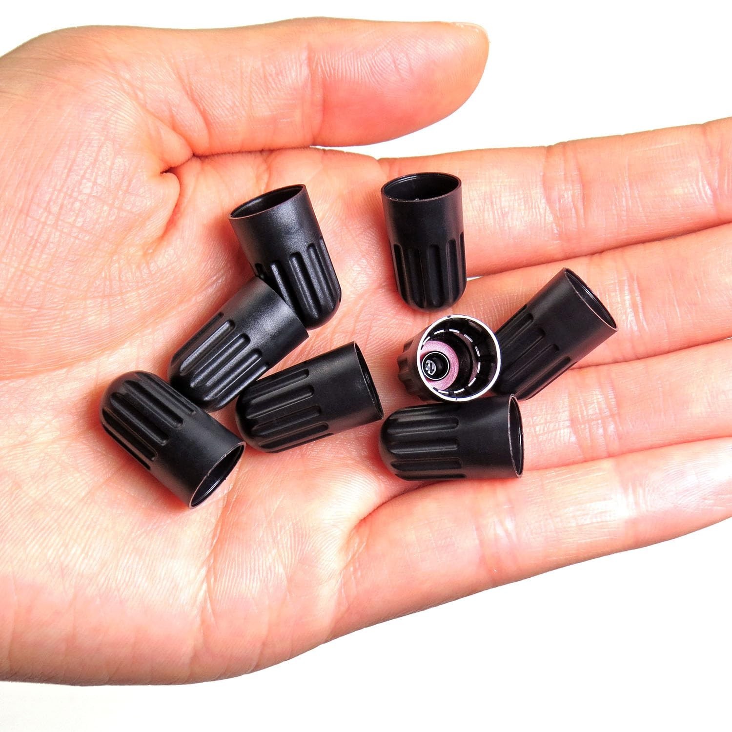 8 Pack Black Plastic Tire Valve Stem Caps Universal Long Air Valve Covers Black