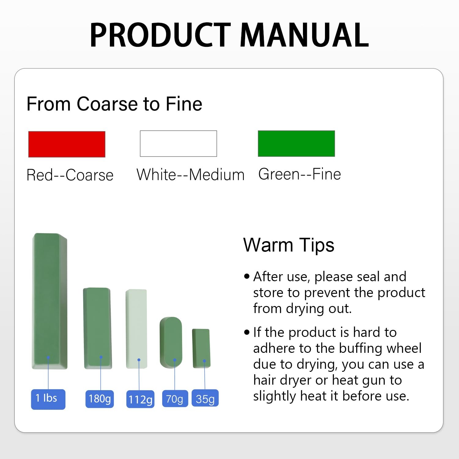 Buffing Polishing Cutting Compounds 12 Oz. Kit – Green Fine/White Medium/Red …