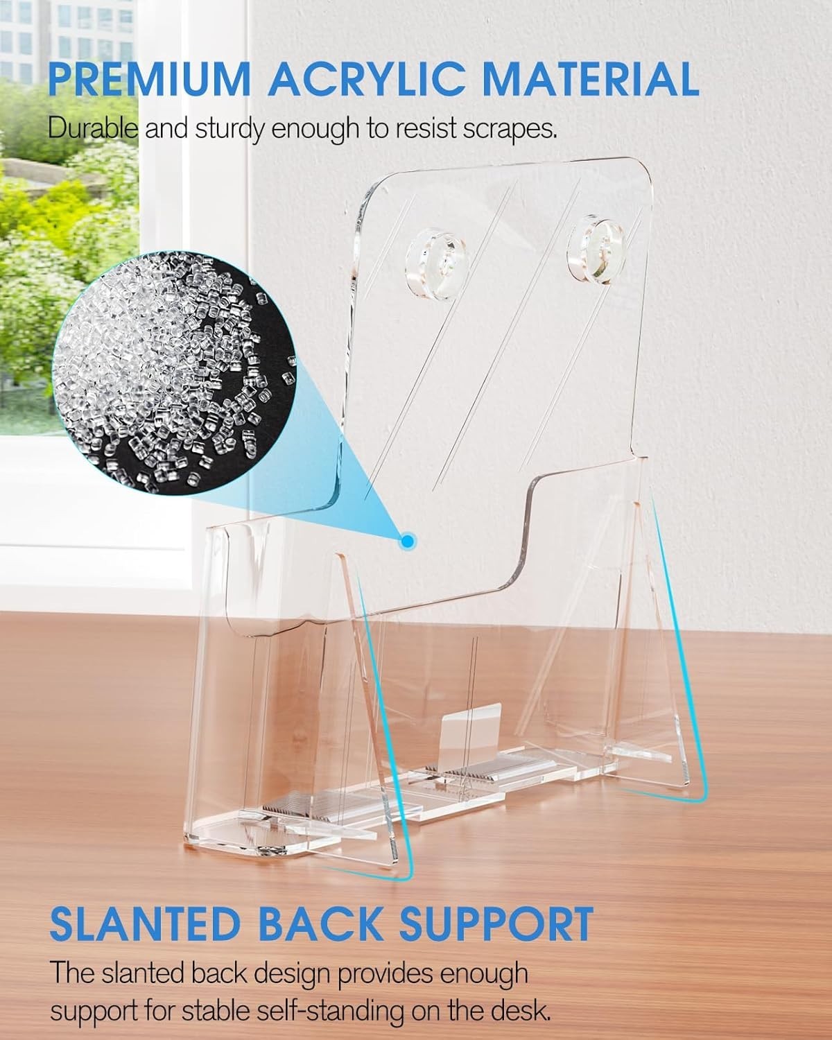 Crystal Clear 8.5 x 11 Acrylic Display Stand for Pamphlets – 2 Pack, Easy Access