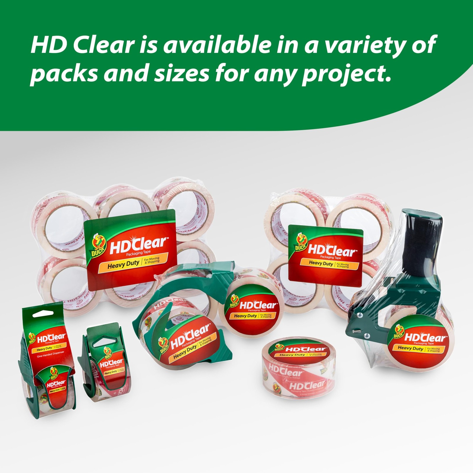 Duck HD Clear Heavy Duty Packing Tape Refill, 6 Rolls, 1.88 Inch x 54.6 Yard