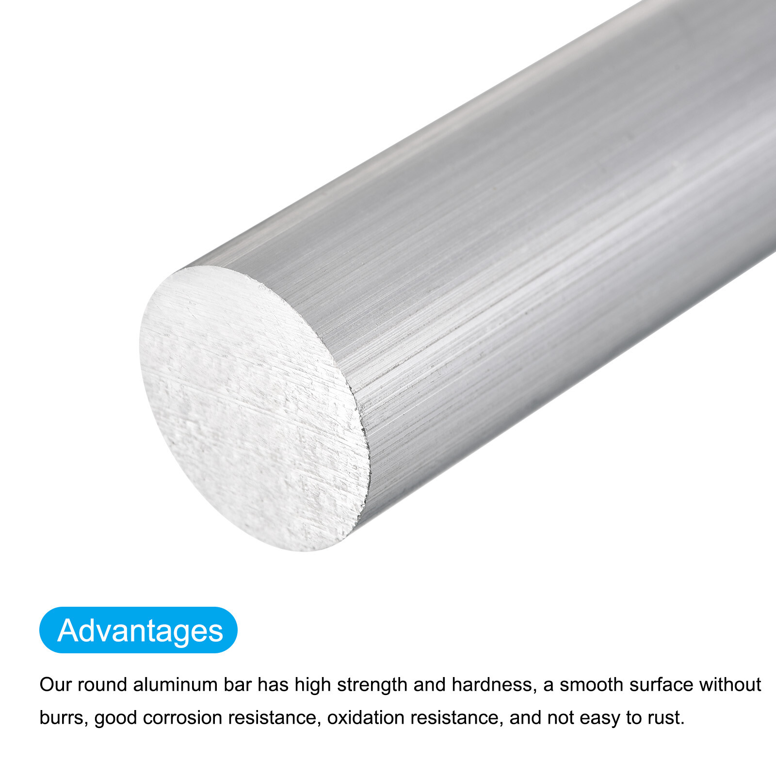 Aluminum Round Rod, 9/16 Inch Diameter 6061 Solid Metal Bar 13 Inch Length 2Pcs