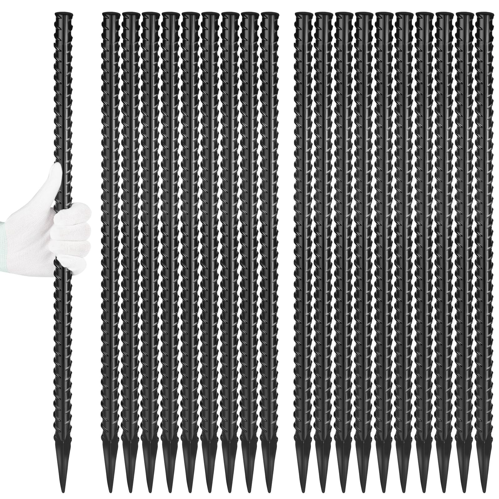 24 Inches Straight Rebar Stakes20pack 1/2″ Diameter Steel Metal Stakes For Gar