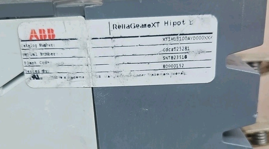 ABB NTO CIRCUIT BREAKER XT1HU3100AYD000XXX 1SDA074706R1 I-LINE 100A 600Y/347V 3P