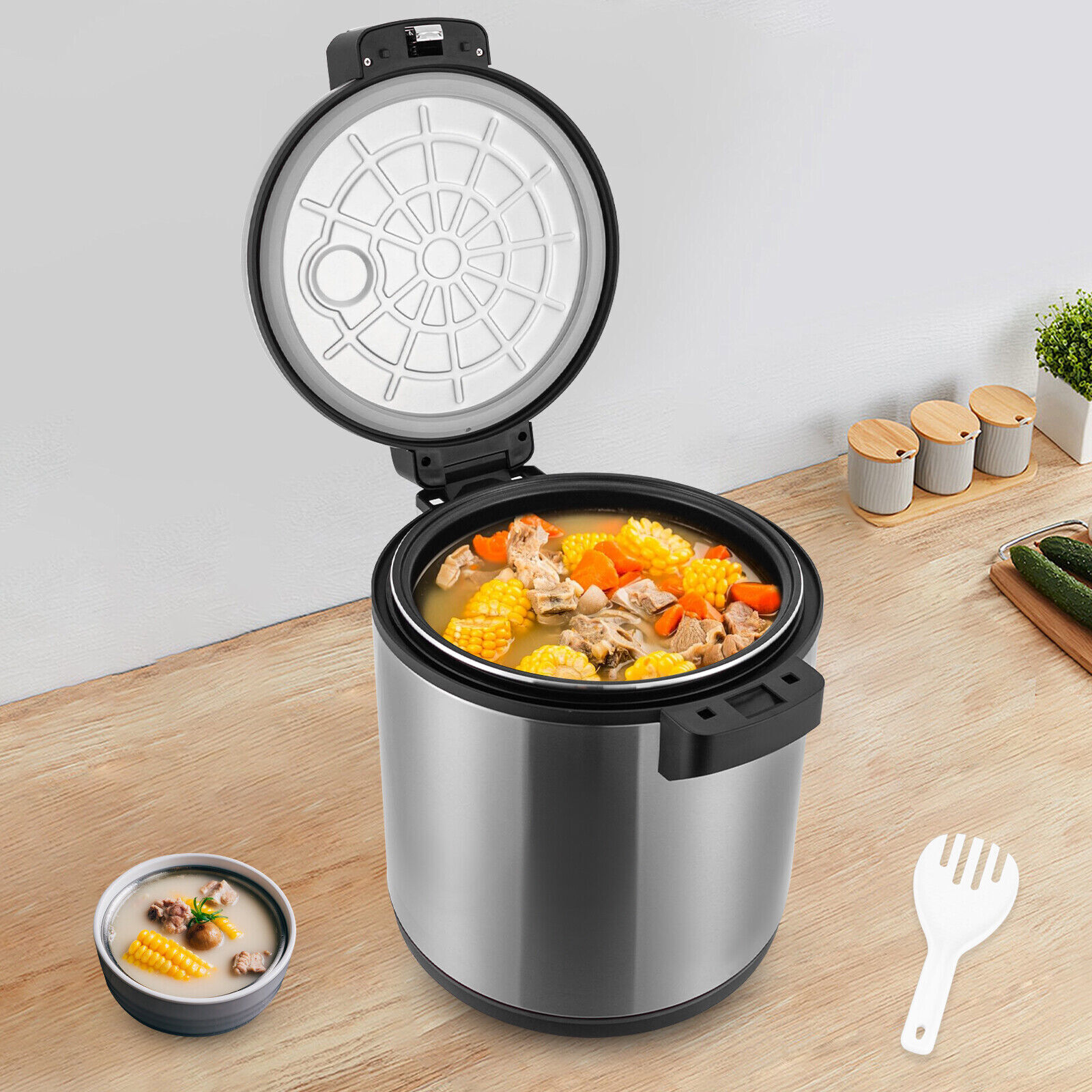 Electric Rice Warmer Heavy Duty Soup Cooker Stainless Steel Restaurant Canteen