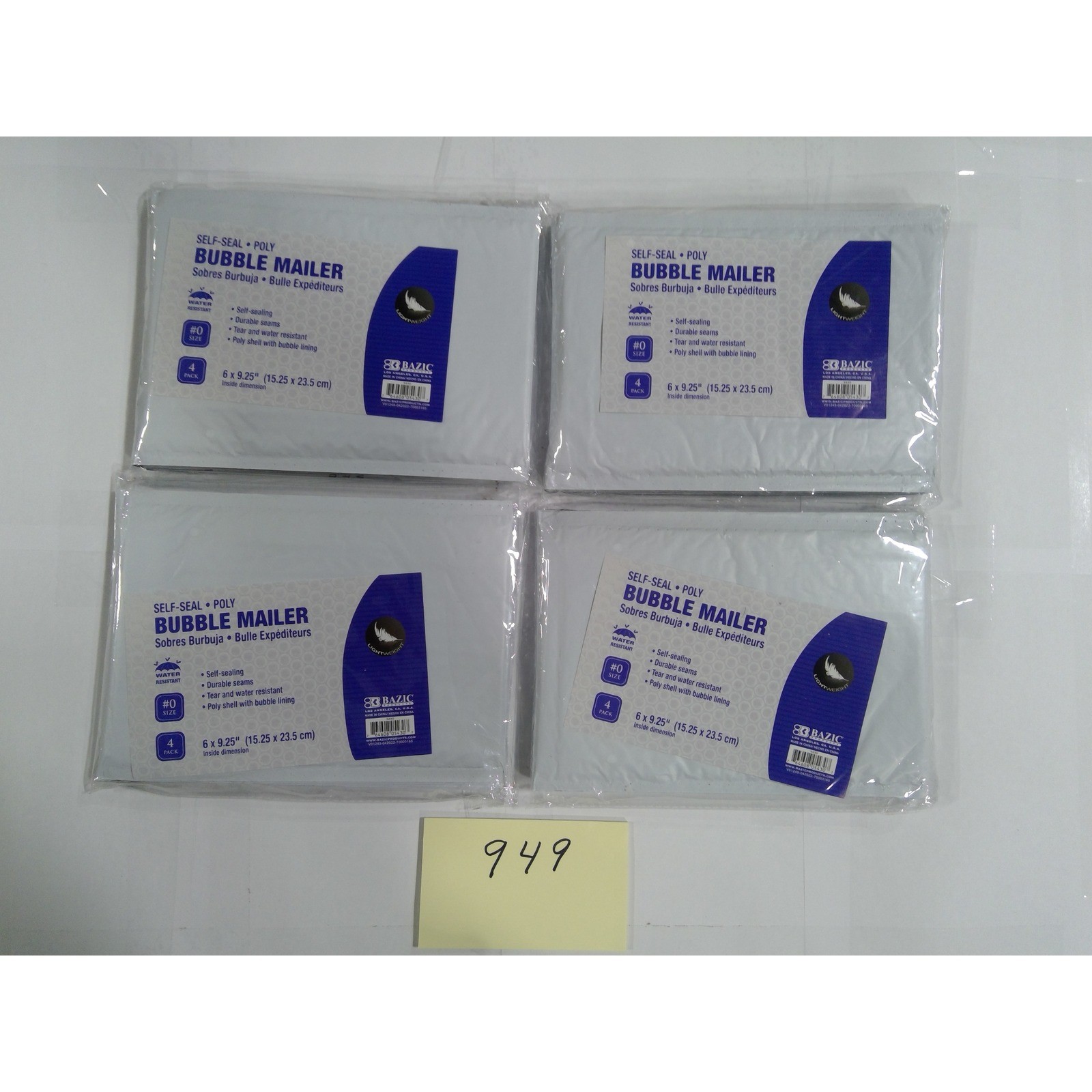Bazic Bubble Mailer Unisex #0 White New 16 Pack 6×9.25 Self Seal Poly Padded